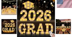 Elegant 2026 Grad Party Decorations – Light Up Letters & Cap for All Grad Levels
