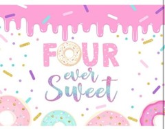 Four Ever Sweet Birthday Backdrop Girls 4th Donut Birthday Background 7×5 FT