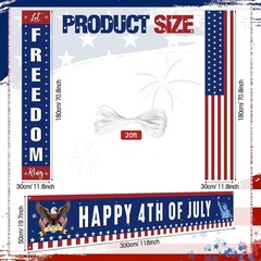 3 Pcs 4th of July Decorations Patriotic Memorial Day Banner 250 Anniversary P…