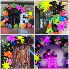 147pcs Neon Balloon Arch Kit, Neon Party Decorations with Yellow Hot Pink Lim…