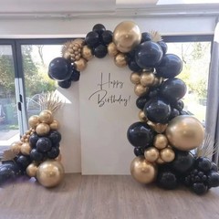 YMSZ Black and Gold Balloons, Black and Metallic Gold Balloons
