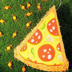 Small Pizza Pinata for Party Decorations Birthday 16.5 x 13.5 x 3 Inches