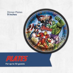 Avengers Disposable Birthday Party Plates, Napkins, Sticker (32 Place Settings)