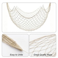 2 Pack Fish Net Decorations Natural Cotton Fishing Net Decor for Hawaiian Bea…