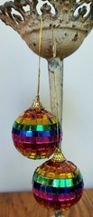 Rainbow Mini Disco Ball PRIDE Christmas Ornament or Rear View Mirror – Set of 2