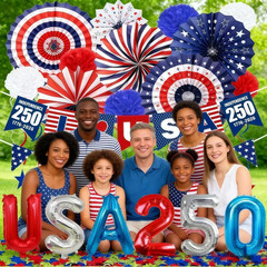 4th of July Decorations 250th, Patriotic Red White and Blue Party Supplies Ki…