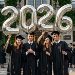 Silver Graduation Decorations 2026 | Giant, 42 Inch, Foil 2026 Graduation Bal…
