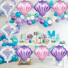 9 Pcs Seashell Balloons Multi-color Shell Balloon Ocean Balloons for Baby Sho…