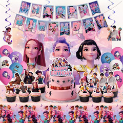 Kpop Demon Hunters Birthday Decorations, Party Supplies Set Include Banner