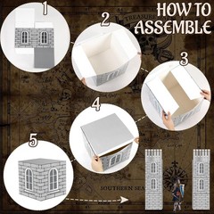 9 Pcs Medieval Party Decorations Knight Cardboard Castle Playhouse Large Medi…