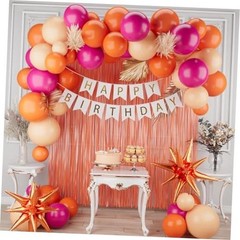 Hot Pink Orange Birthday Decorations for Girl,Macaron Orange Hot Pink Balloons