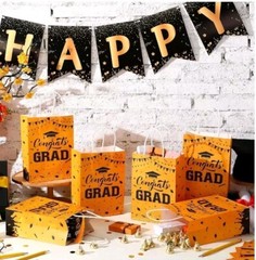 Gift Bags 6 Count New Blue Paper With Black Print Only Available Congrats Grad