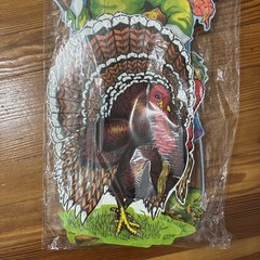 Thanksgiving Autumn 5 Asst Cutouts Decor Turkey Pilgrim 1977 Beistle 2 Side NOS