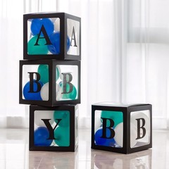 Baby Boxes with Letters Transparent Decorations for Gender Reveal, Birthday