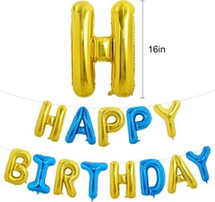 Reusable Happy Birthday Foil Balloon Banner – 15 Pcs Set for Any Celebration