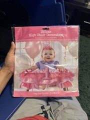 Deluxe High Chair Decoration / 37 in / Pink / 1st Birthday Girl