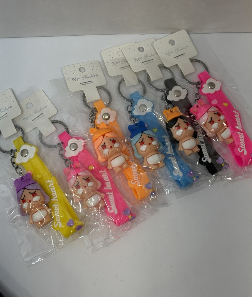 Cry Baby Chunky Keychain W/Wristlet Party Pack Multicolor (Lot of 6)