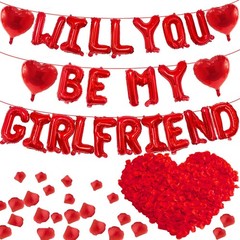 16 Inches Red ‘WILL YOU BE MY GIRLFRIEND’ Proposal Letter Balloons with Heart…