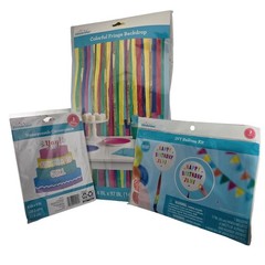 Way to Celebrate Colorful Birthday Decor Bundle Fringe Backdrop Balloon Kit