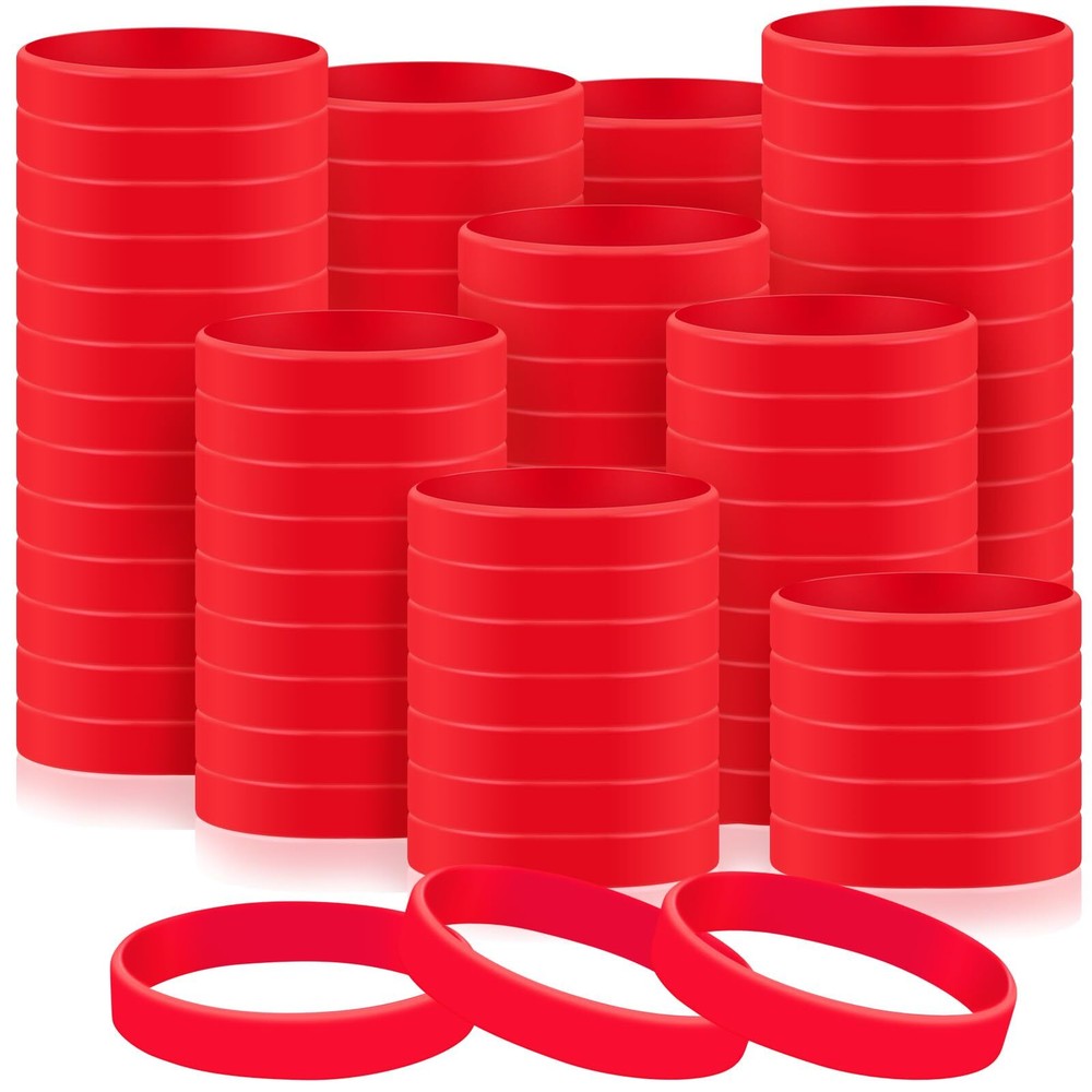 200 Pcs Blank Silicone Rubber Bracelets Bulk for Teens Students Event Party