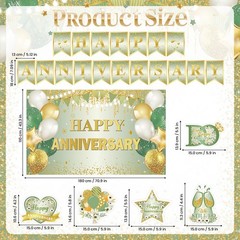 First Wedding Anniversary Decorations, Sage Green Happy Anniversary Banner An…