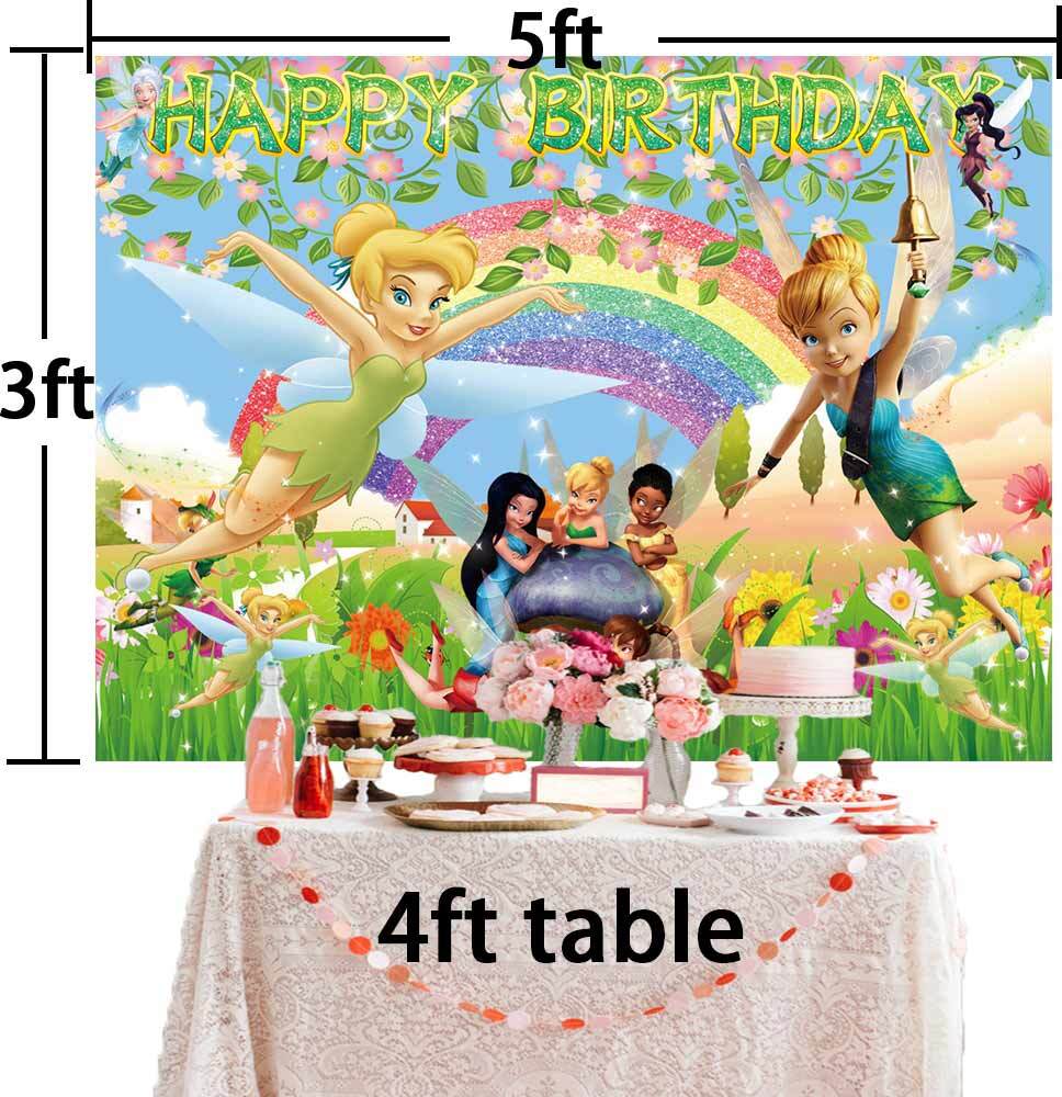 Tinkerbell Party Supplies Backdrop Banner Poster Birthday Decor Birthday Gift