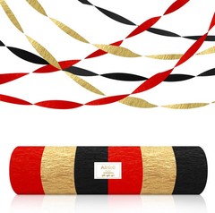 6 Rolls Casino Party Decorations Streamers – Red Black Gold Crepe Paper for Poke