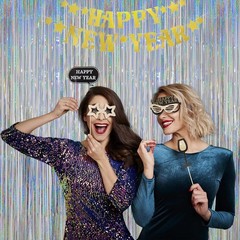2 Packs Foil Fringe Curtain Backdrop | Party Decoration | Birthday Photo Booth