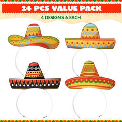 24 Pcs Cinco De Mayo Sombrero Headbands for Mexican Themed Fiesta Party Party