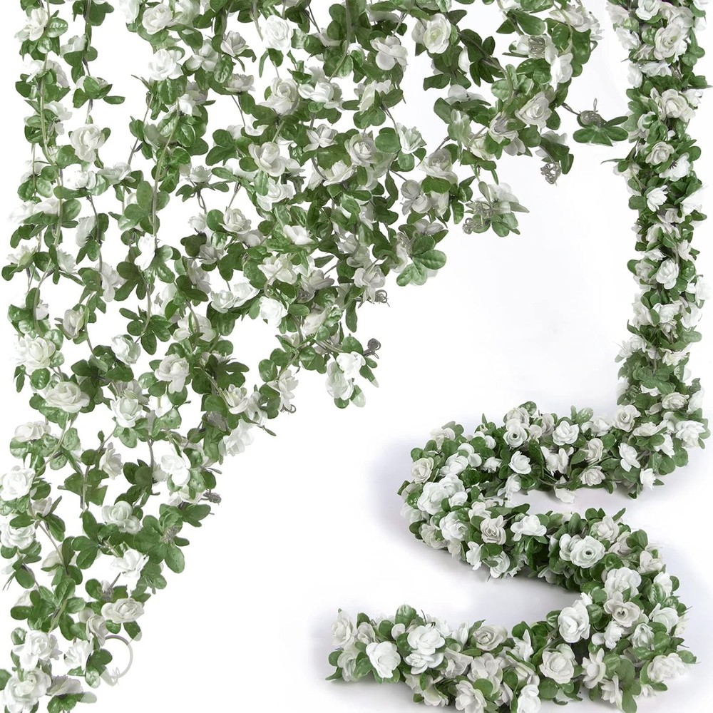 8 Pcs x 8.2 ft Flower Garland Artificial Rose Vine Flowers with Green Leaves