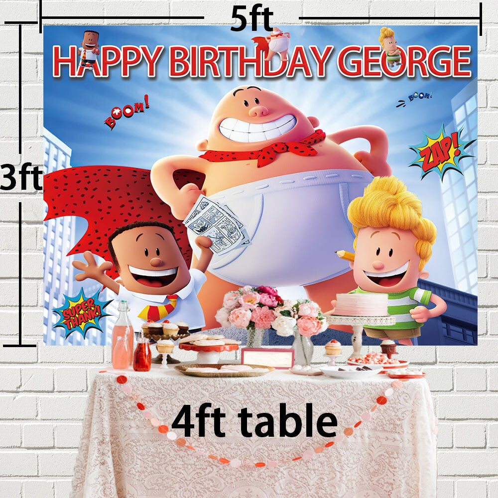 Super Hero Captain Underpants Personalised Custom Banner Backdrop Party Supplies