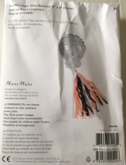 Meri Meri~6 Mini Sugar Skull Balloons~New 5”x6”~Orange & Black Tassels~FREE SHIP