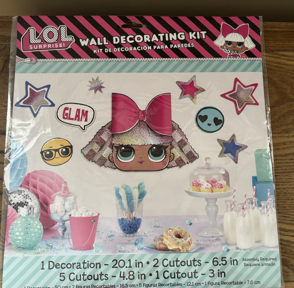 LOL SURPRISE Together 4 Eva Shimmer Wall Decorating KIT (9pc)~ Birthday Party