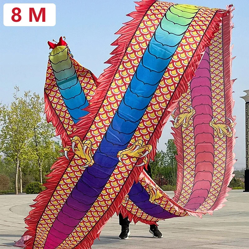 Square Fitness Dragon Dance Red Adult Chinese New Year Dragon Dance Ribbon Stage
