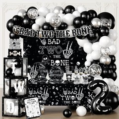 Skeleton-Themed 2nd Birthday Party Decorations for 25 Guests – 292PCS Set with B