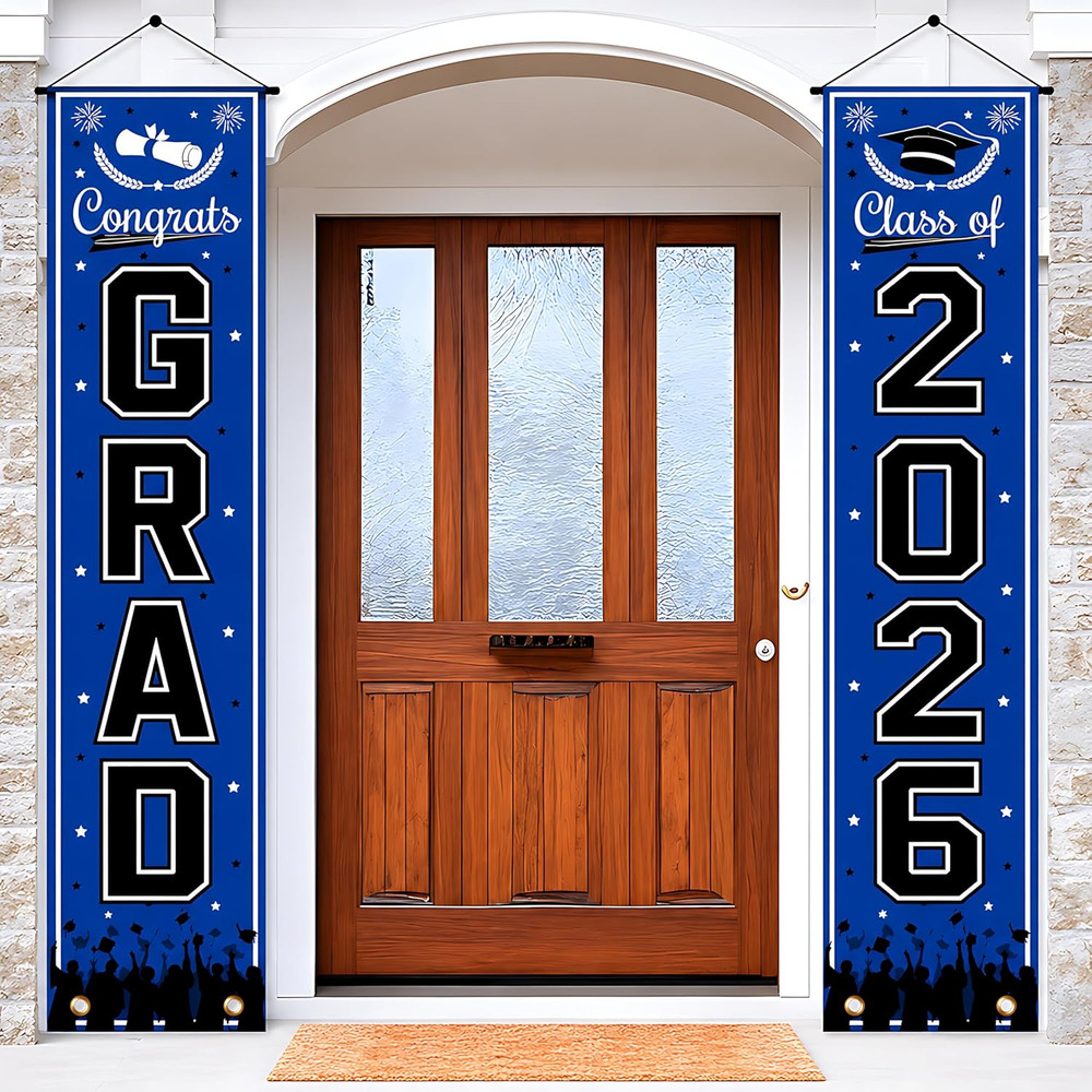 Graduation Decorations 2026 2027 – Blue Congrats Grad Porch Banner for Graduatio