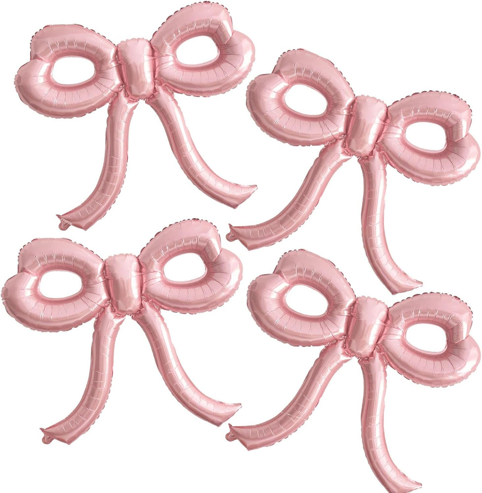 4 Pcs Pink Bow Balloons Bow Party Decorations for Girl Women Pink Bow Birthday D