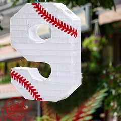 Poen Baseball Piñata with Blindfold, Stick, Confetti Sports Piñata for Kids B…