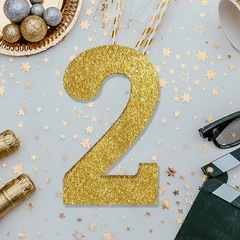 7.8 Inch Gold Glitter Number 2 Table Centerpiece Wooden Birthday Party Decor