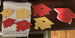 Graduation Red Gold Glitter Assorted Cutouts Random Qty -Paper Grad Decoration