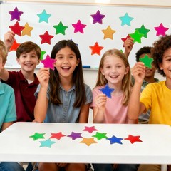 Star Paper Cutouts Assorted Colors Classroom Bulletin Board Decor 117 PCS