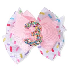Sprinkle Confetti Hair Bow – First Birthday Pink Party 3th Baby Girls Hair Bow