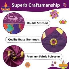 Extra Large Happy Diwali Banner 72″ x 48″ India Festival of Lights Peacock