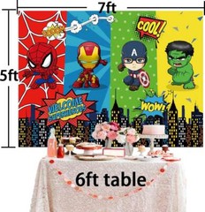 Superhero Birthday Backdrop Banner Background Poster Party Decorations 7x5ft