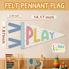 Playroom Decor, Pastel PLAY Wall Pennant Flag Felt Banner, Pastel Playroom Wa…