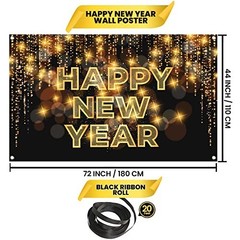 Xtra Large Happy New Year Banner 72×44 | NYE Decorations 2026 | Party Backdrop