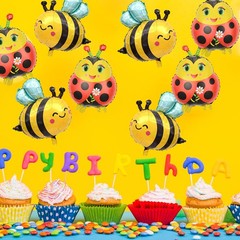 8Pcs Bee Balloons and Ladybug Balloons for Garden Party Bug Themed Baby Showe…