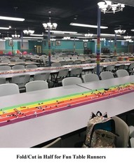 Rainbow Colors Striped Disposable Plastic Table Cover 100-Ft Roll 40″W #606