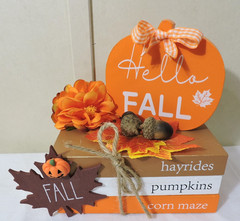Fall Wooden Tiered Book Stacks Decor Fall Season Table Centerpiece