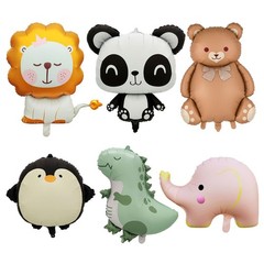 6 Pcs Cute Animal Balloons Giant Jungle Safari Animal Foil Balloons Set for L…